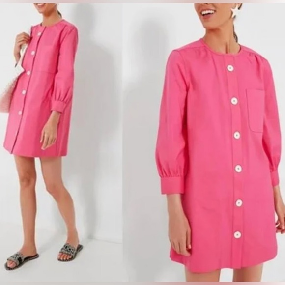 NWT Tuckernuck ‘Blake’ Pink Shirt Dress, Medium - Picture 1 of 9